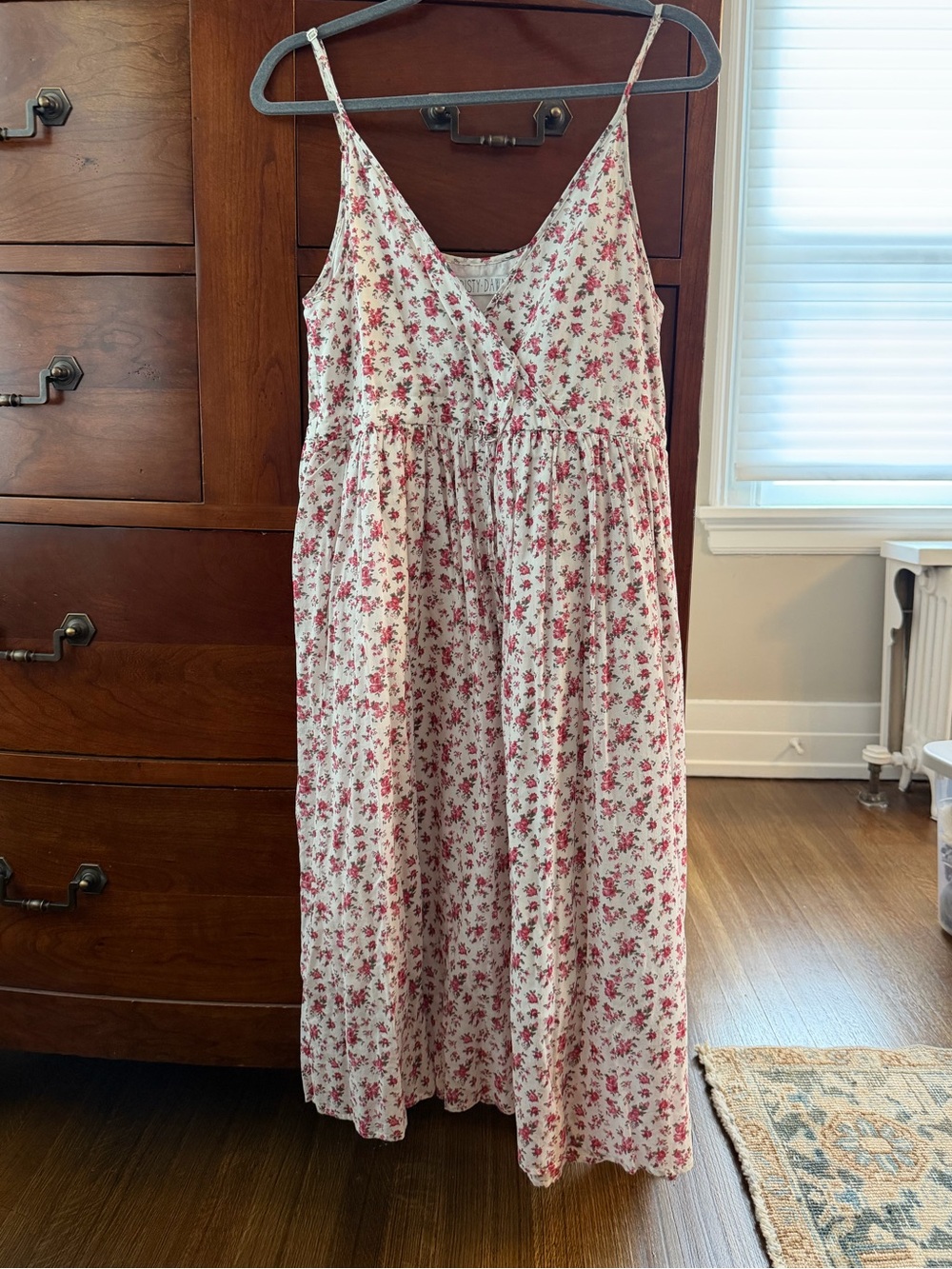 Christy Dawn White Midi Sundress with Rose Print Petite One size
